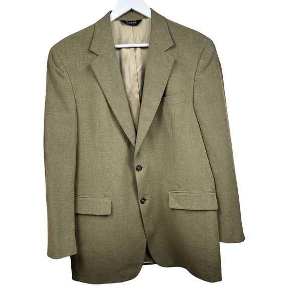 JOS A BANK Men’s Tan Houndstooths Suit Blazer Coat Size 42 Long 2 Button Jacket - Picture 2 of 11